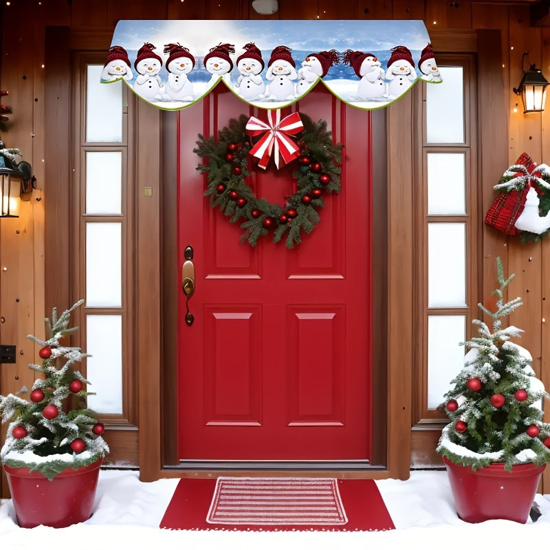 Christmas Snowman Fireplace Cover Polyester Cape Scarf 49.78cmx78.7cm Indoor Decor