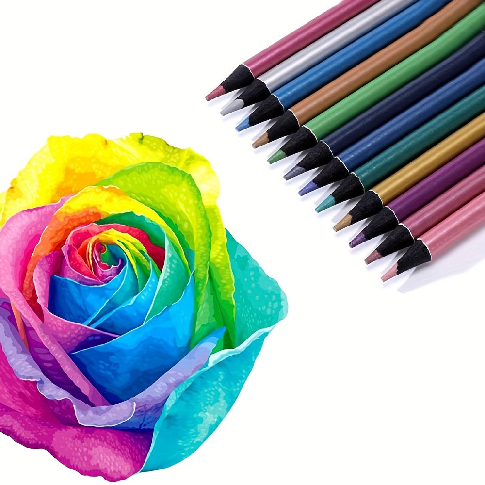 12 lápices de color metálicos para arte, colorear, proyectos creativos DIY