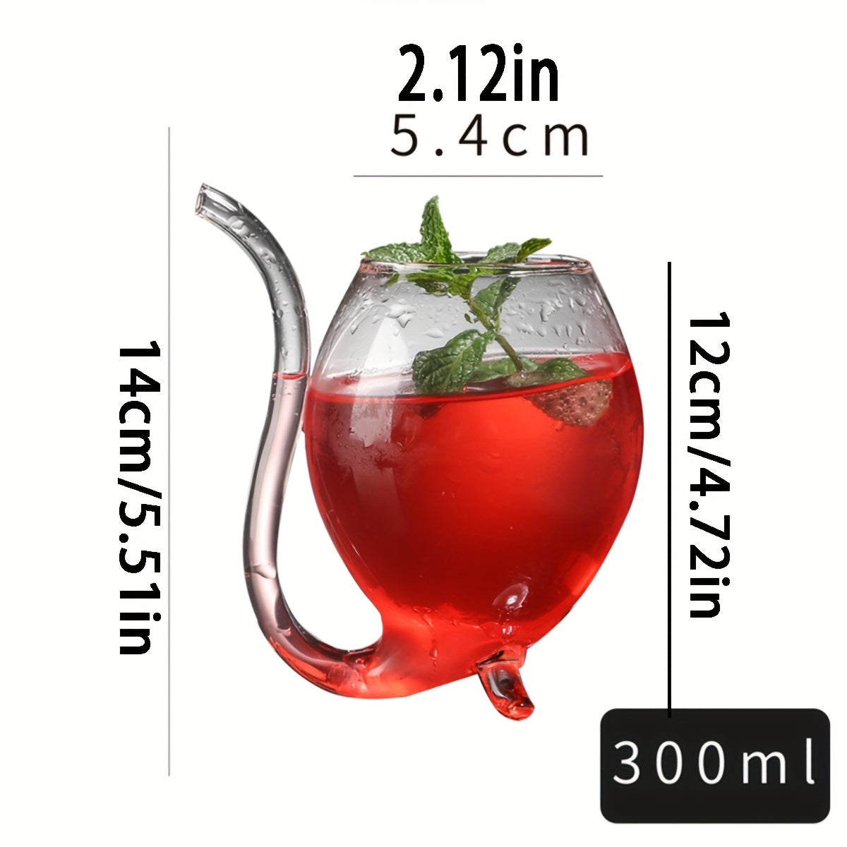 Transparent Glass Vampire Wine Goblet with Drinking Tube Elegant Drinkware