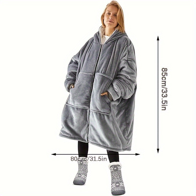 Wearable Blanket with Zipper for Cozy Office, Sofa, or Lounge Use