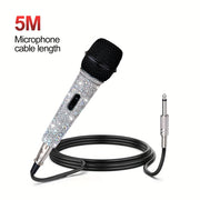 Metal Handheld Microphone with Rhinestones for Singing 6.35mm Jack Cable Included