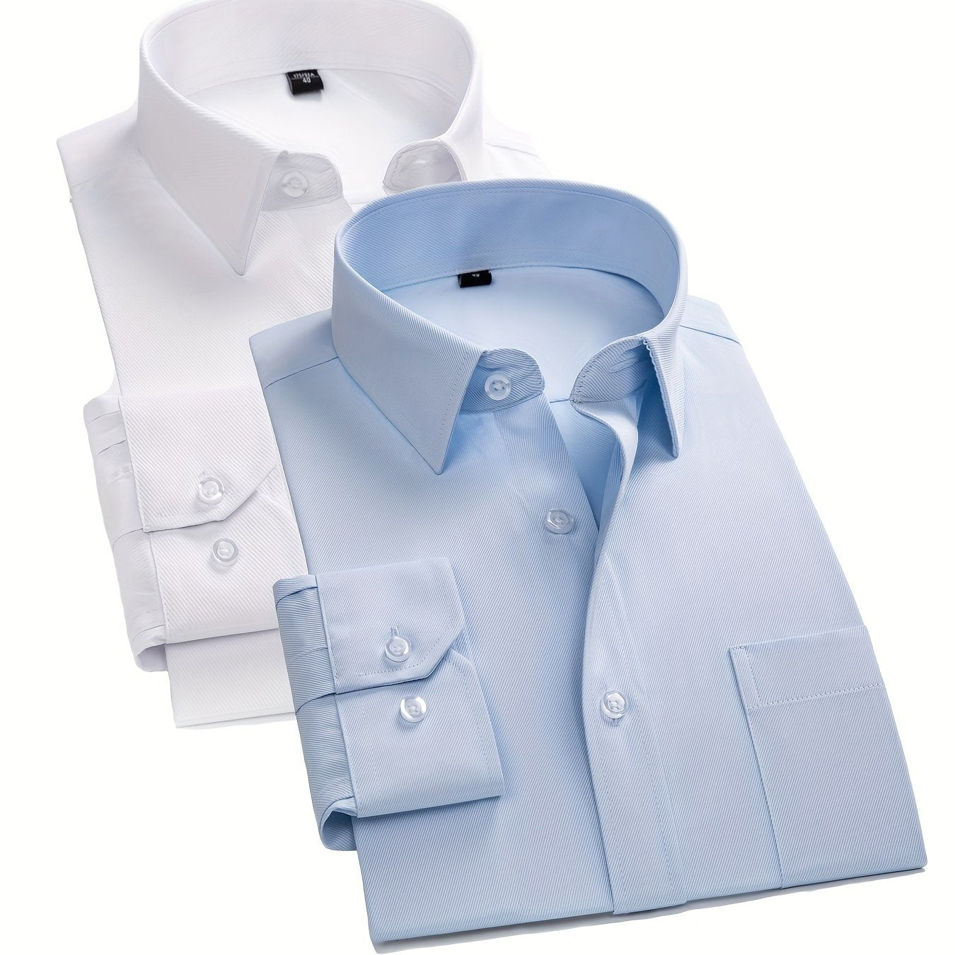 Men's Solid Color Long Sleeve Cotton Blend Shirt for Business Casual