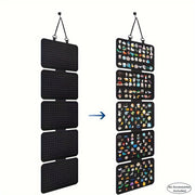 Black Felt Jewelry Organizer Wall Hanging Storage Pouch for Earrings Medals Brooches