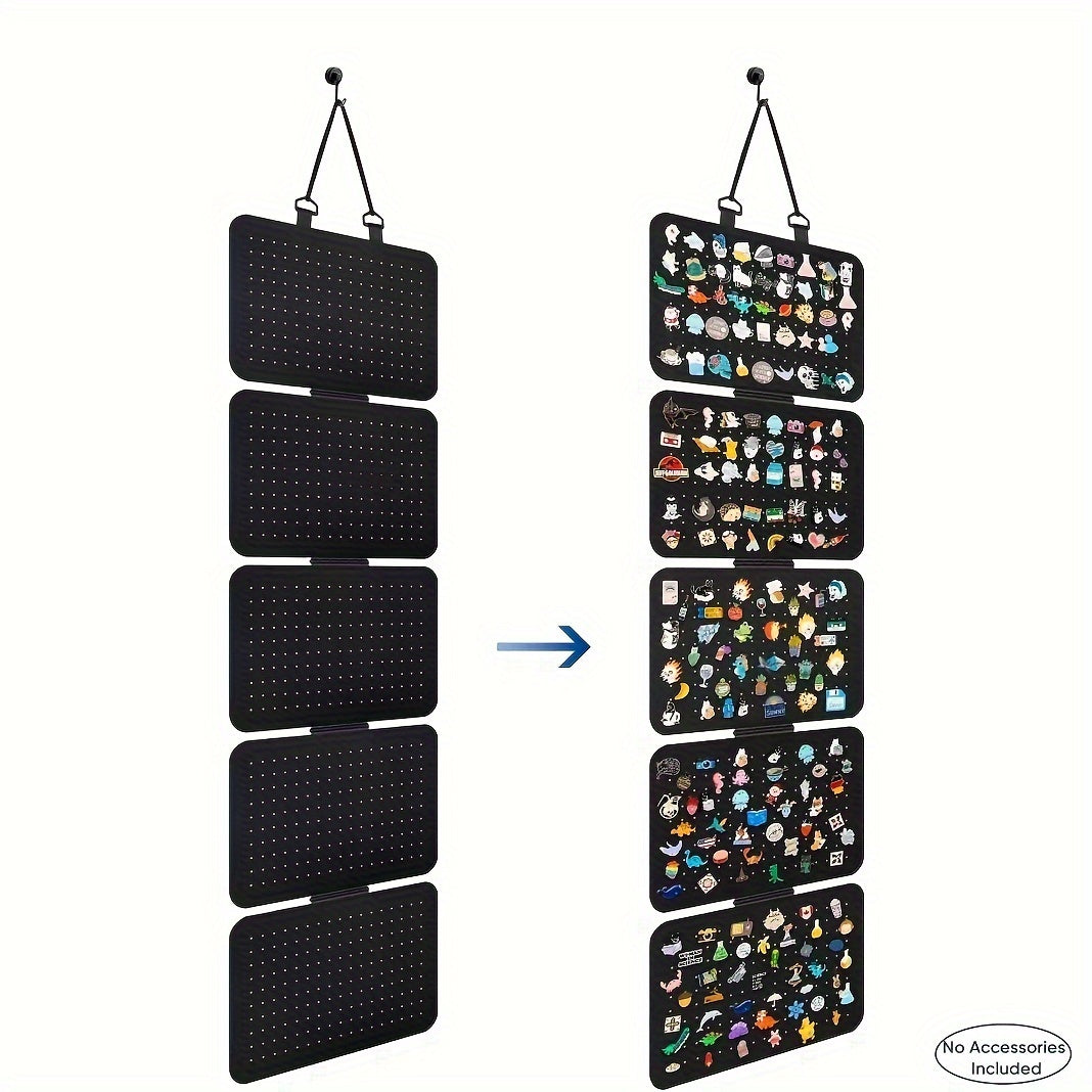 Black Felt Jewelry Organizer Wall Hanging Storage Pouch for Earrings Medals Brooches