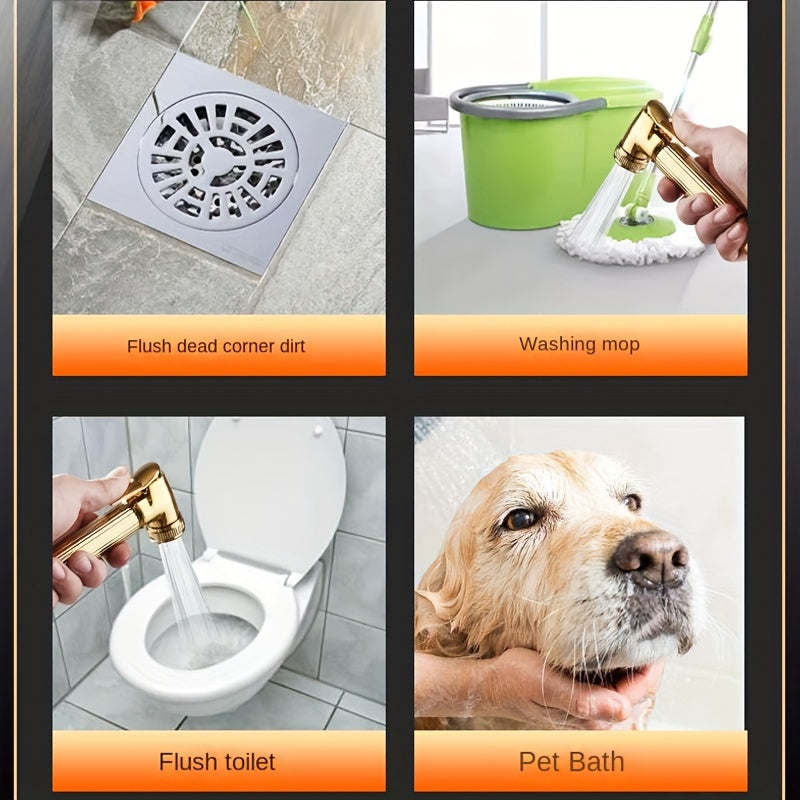 Black and Gold Shower System with Rainfall Head Handheld Spray 4-Function Tub Faucet