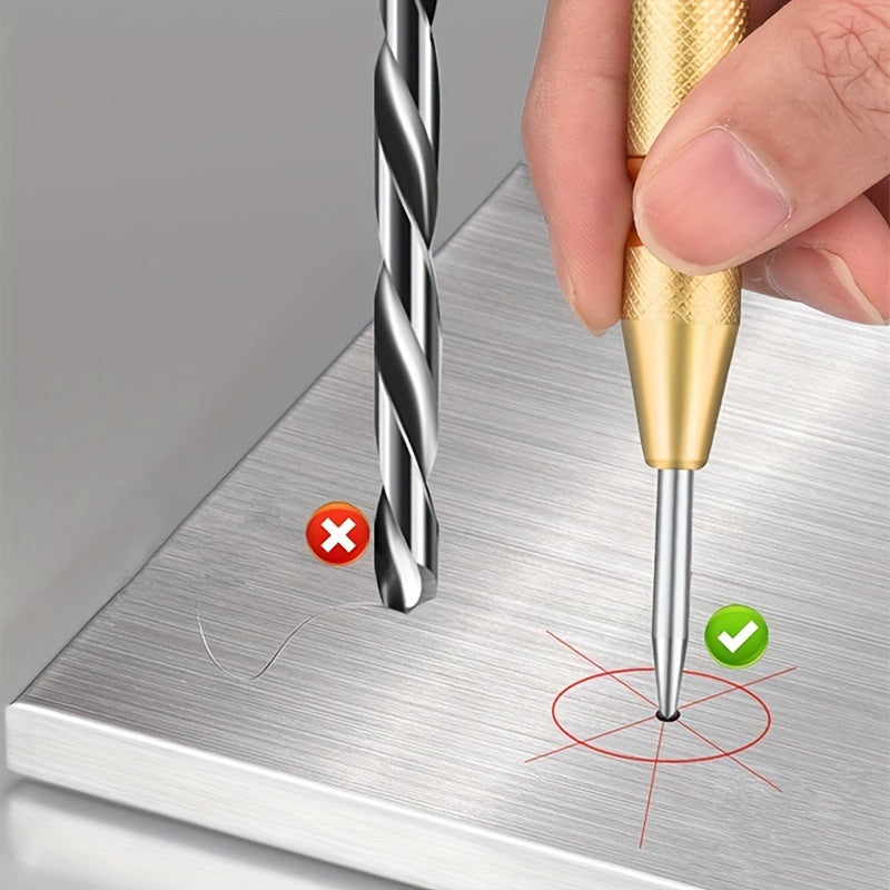 Automatic Center Punch 12.7cm Spring Tension Red Grip for Wood Metal