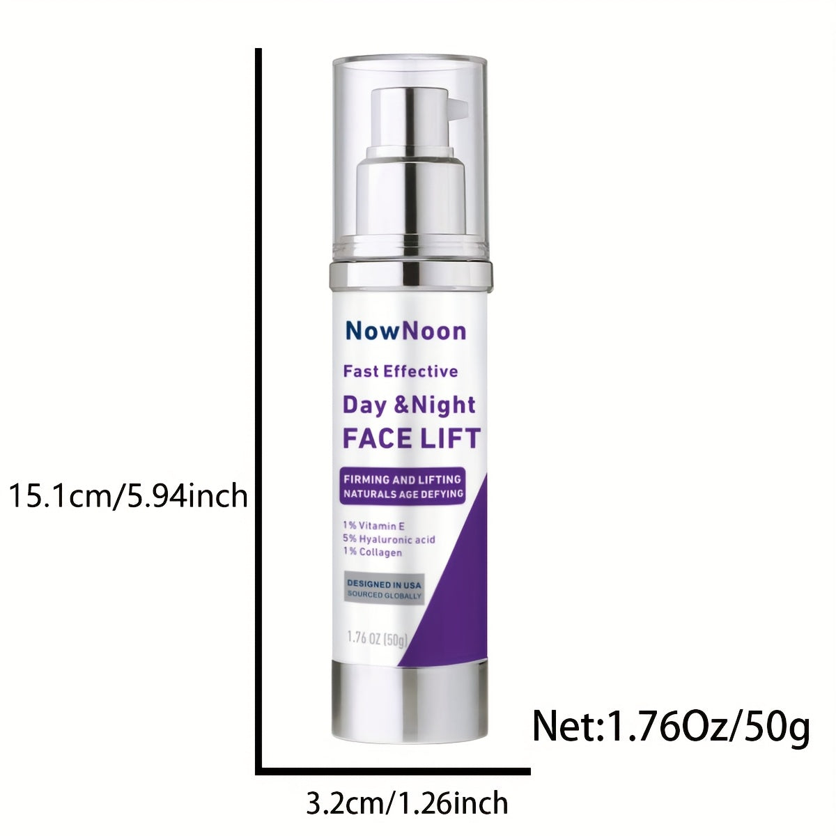 Унисекс крем для лица для взрослых с эффектом лифтинга, гиалуроновая кислота, ретинол, компактный, 1.76 Oz