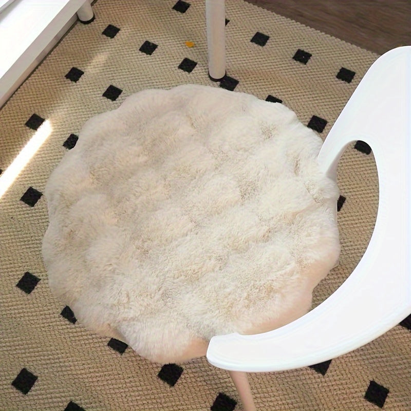 Cojín redondo de pelo sintético suave de conejo para decoración del hogar y espíritu navideño