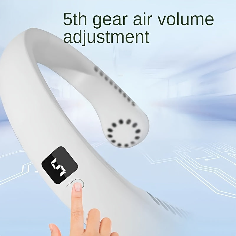Portable USB Fan with Digital Display, Wearable, Compact for Travel and Outdoor Use
