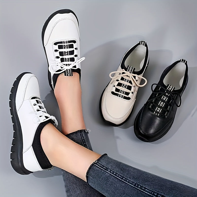 Women's Anti-Slip Work Shoes Rubber Sole Lightweight Casual Leather Comfortable