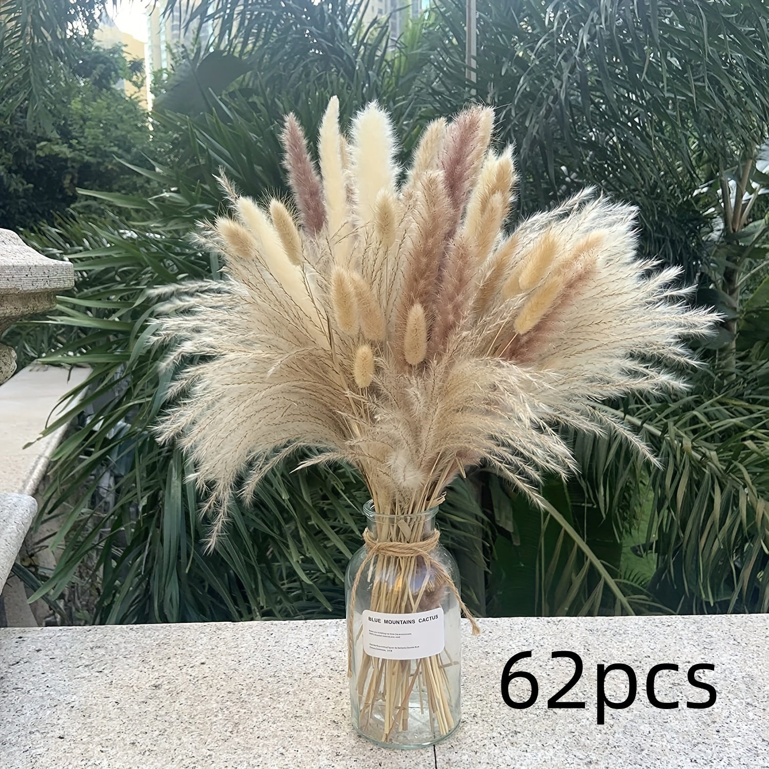 62 piezas de flores artificiales de pampas, colas de conejo, ramo de caña para decoración del hogar