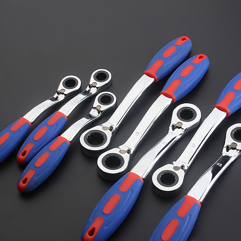 Universal Ratchet Wrench Set 7pcs 8-19mm Metal Auto Repair Tool