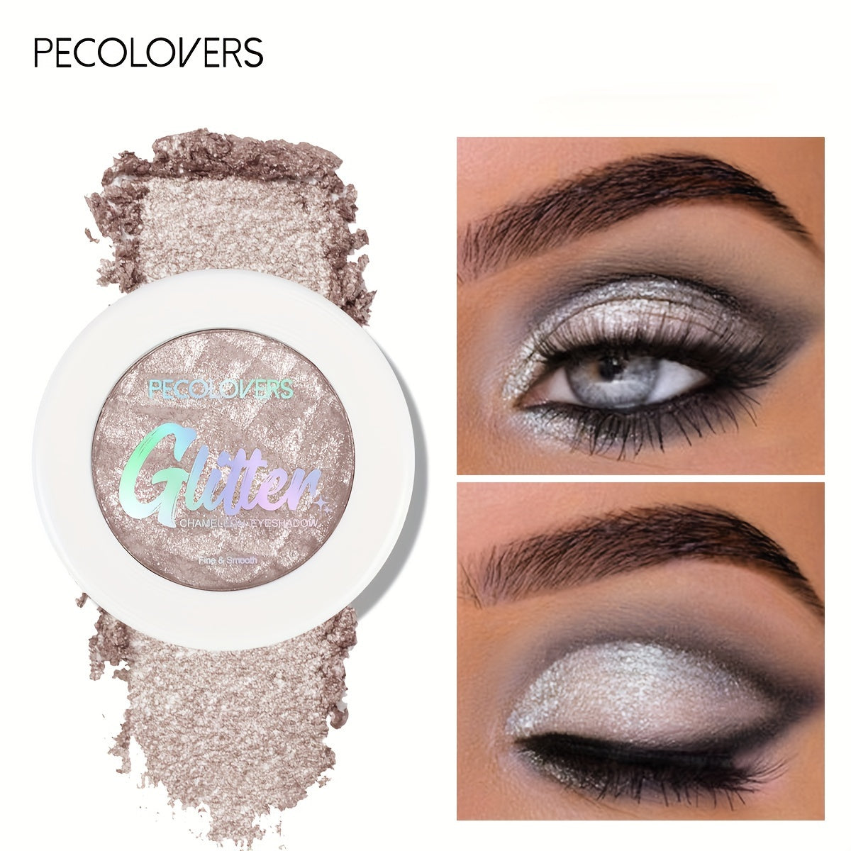 Women Sparkling Metallic Eyeshadow Nude to Gold Shimmer Glitter