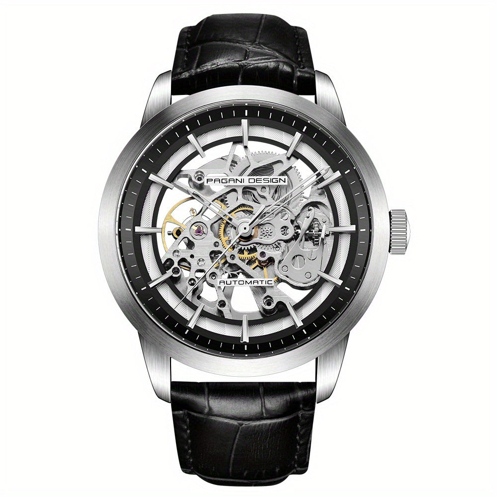 Men's Self-Winding Skeleton Watch Stainless Steel Pointer Series Sports Watch