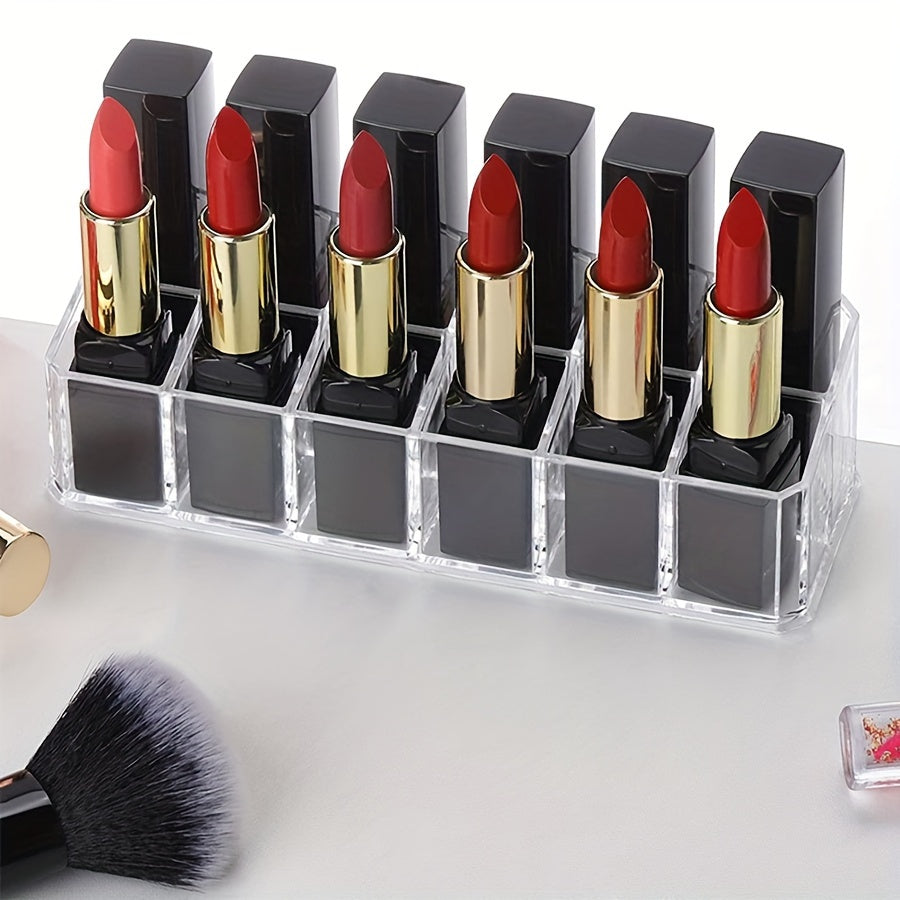 Прозрачный органайзер для губной помады с 12 отделениями - прочный пластик, настольное хранилище для косметики и необходимых вещей в ванной
