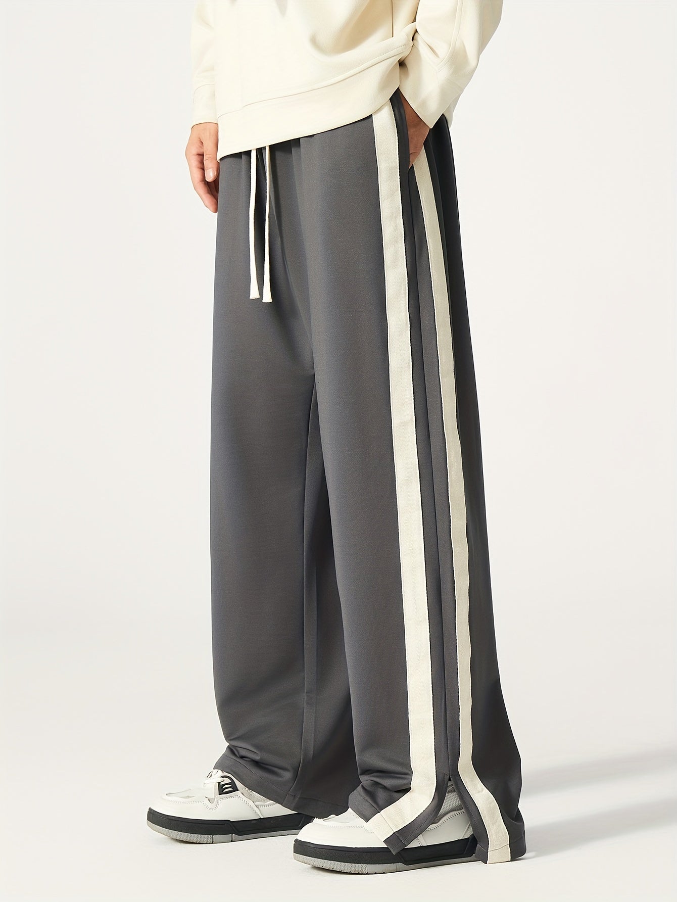 Мужские джоггеры большого размера в полоску, повседневные, легкие, из полиэстера, свободный крой, для всех сезонов