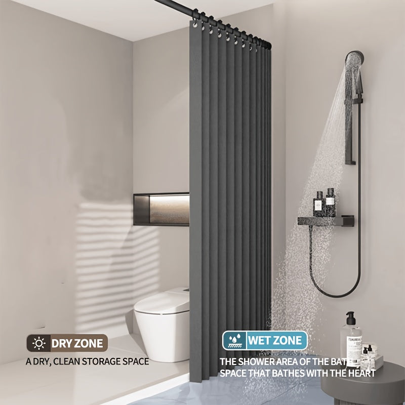 Plaid Water-Resistant Polyester Shower Curtain with Ripplefold Top and Metal Grommets