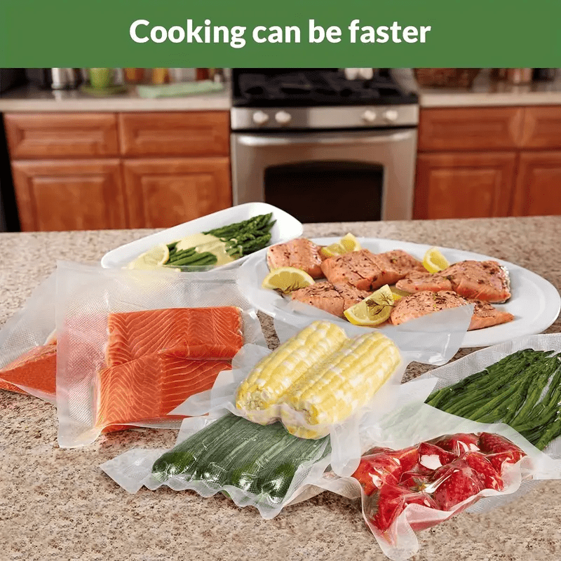 Набор вакуумных пакетов для продуктов, 4 рулона, хранение продуктов, многоразовые, кухонные принадлежности