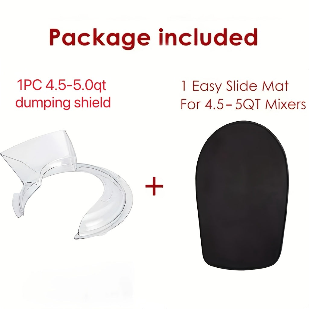 4.5-5L stend mikserlari uchun zanglamaydigan po'latdan yasalgan idish aralashtirgich slayd mato va aniqlik bilan quyish to'siq himoyasi - qora ingredient himoyasi, shaffof splash himoyasi va oson tozalanadigan yuzasi, oshxona mikseri slayd mato aksessuar
