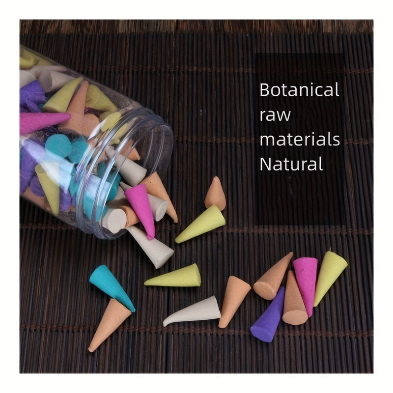 60pcs Aromatherapy Incense Cones Sandalwood Rose Lemon for Meditation Home Gift