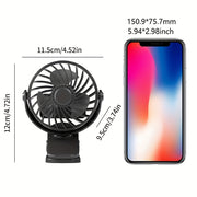 Mini Fan with Clip-On Desk Design, 3-Speed Adjustable, Quiet Operation, Night Light, Portable for Bedroom Office Outdoor