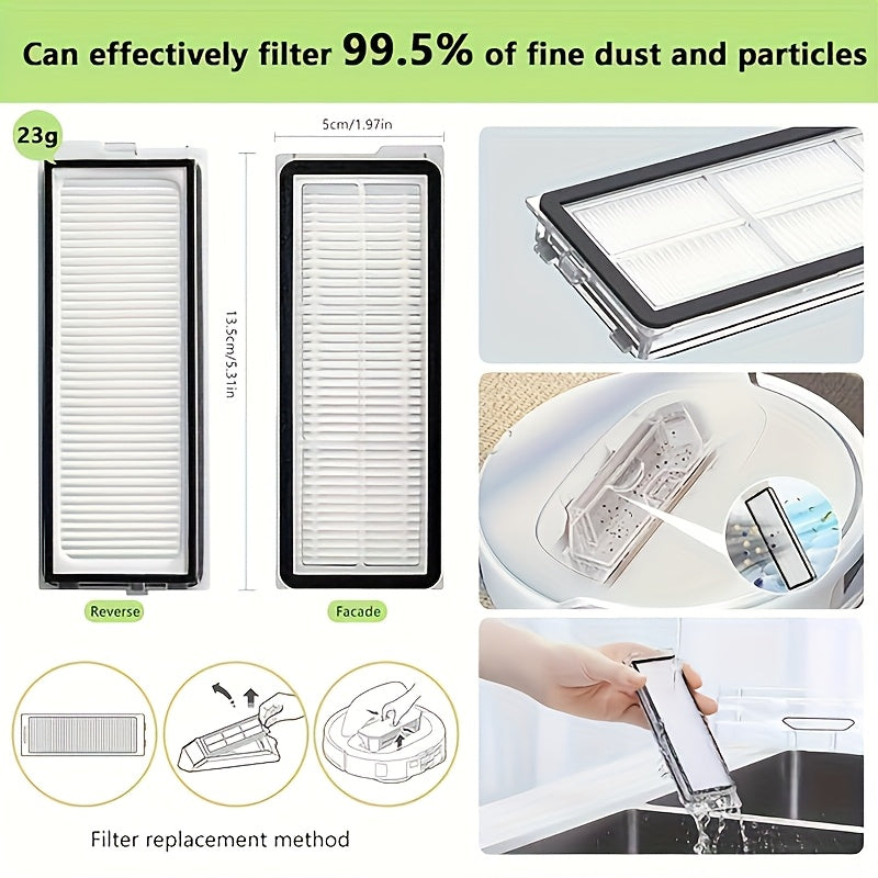 Robotic tozalash qurilmalari uchun 25 ta bo'lakli vakuum tozalash aksessuarlar to'plami, cho'tkalar, filtrlashlar, mop mato.