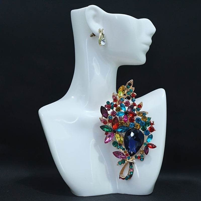 Flower-Shaped Rhinestone Brooch for Women, Elegant Lapel Pin for Dresses and Coats