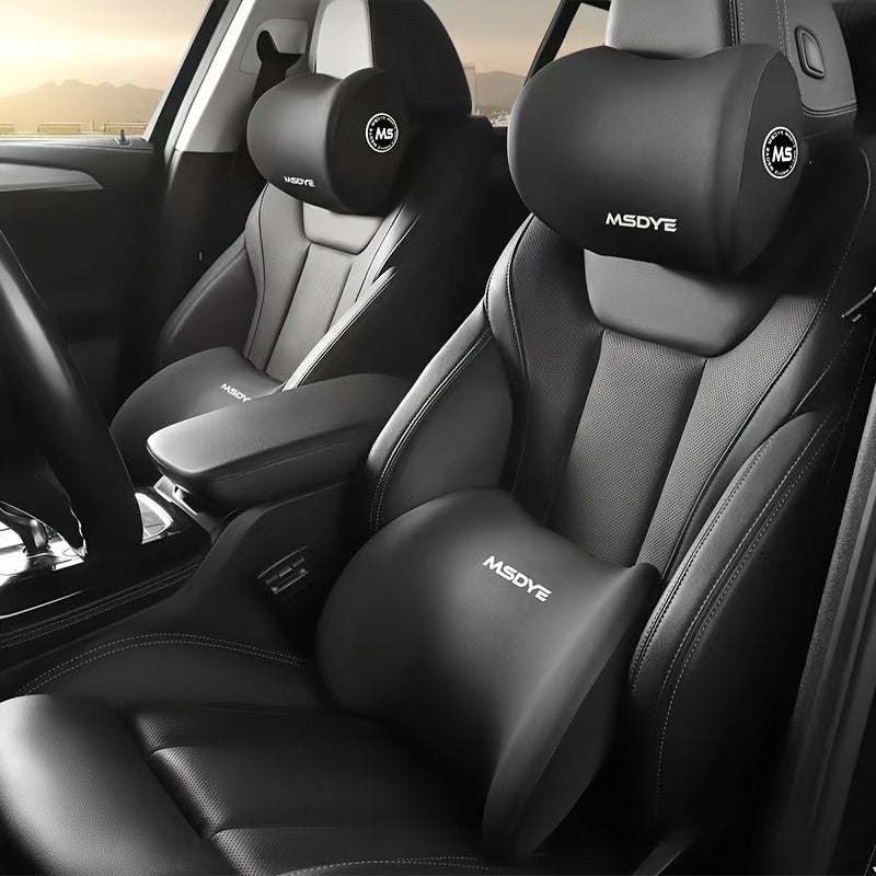 Car Headrest and Lumbar Support Set for Driver's Seat Polyester Memory Foam Car Interior Accessories