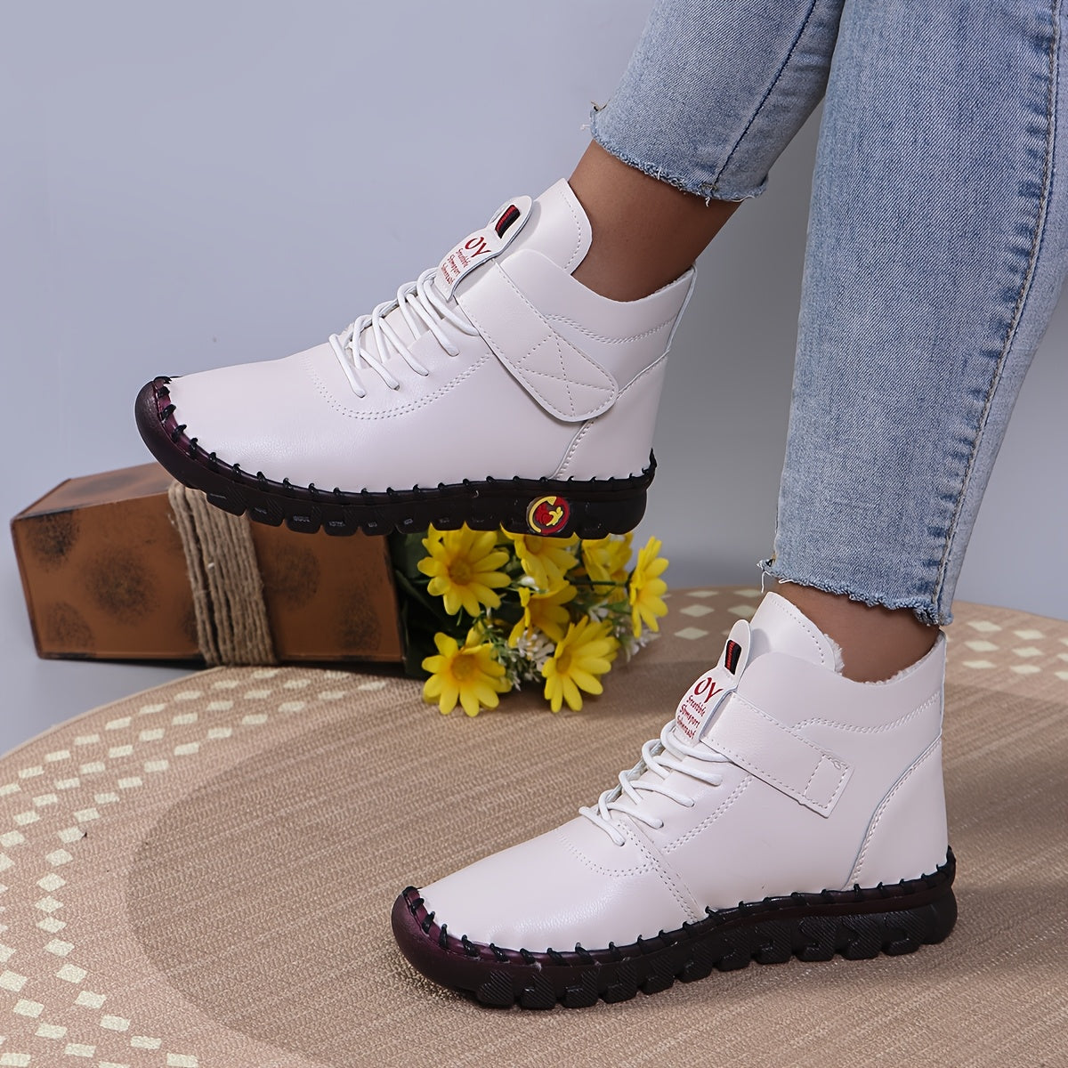 Women Warm Winter High-Top Boots Anti-Slip Casual Faux Leather