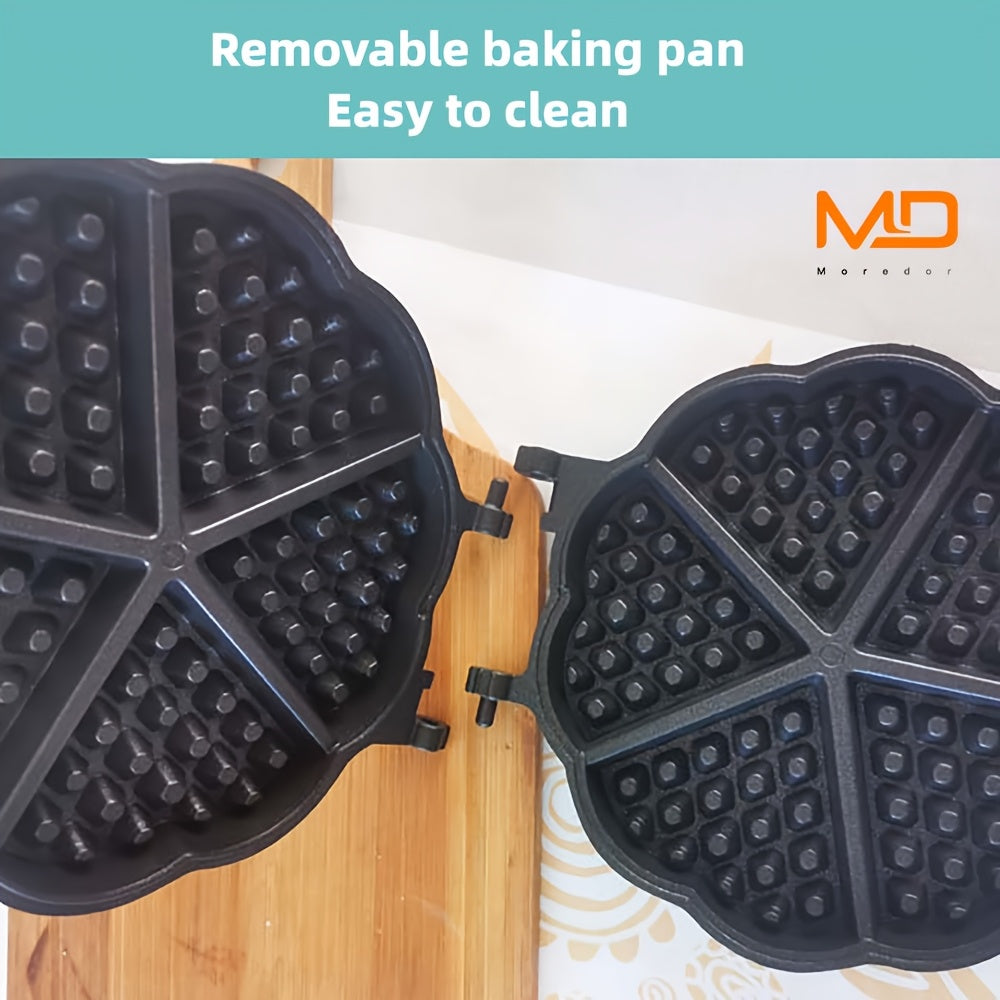 6 dyuymli yurak shaklidagi yopishqoq bo'lmagan vafli tayyorlagich, Belgiya vafli uchun teng issiqlik bilan