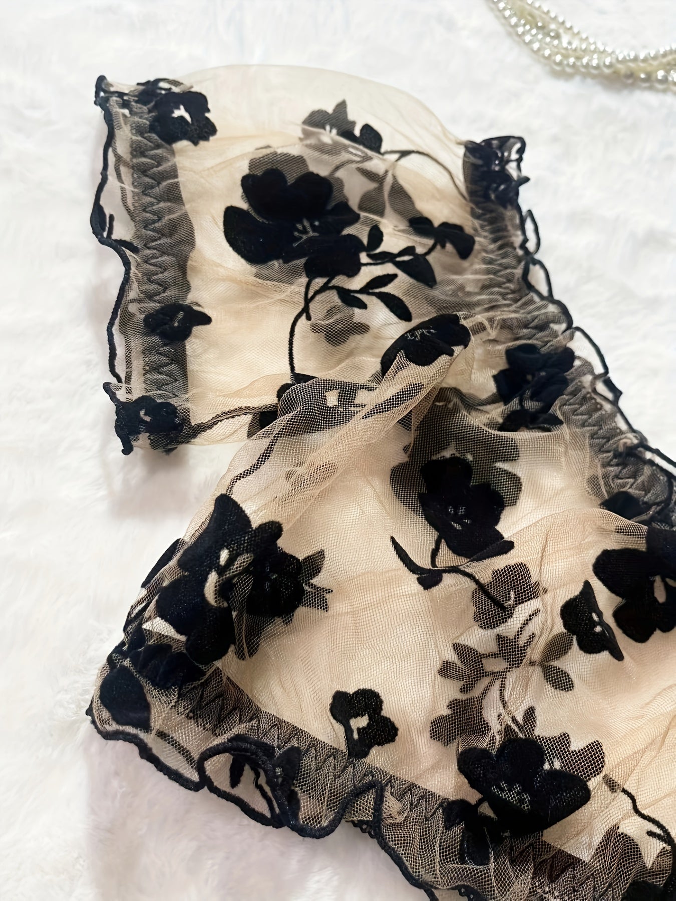 Women's Lace Satin Lingerie Set with Adjustable Straps and Floral Design