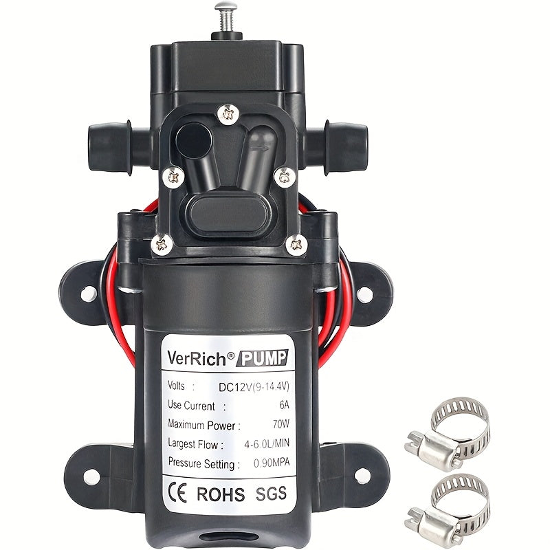 Bomba de agua de 12V de autocebado para lavado de coches, autocaravana, 100W, flujo ajustable