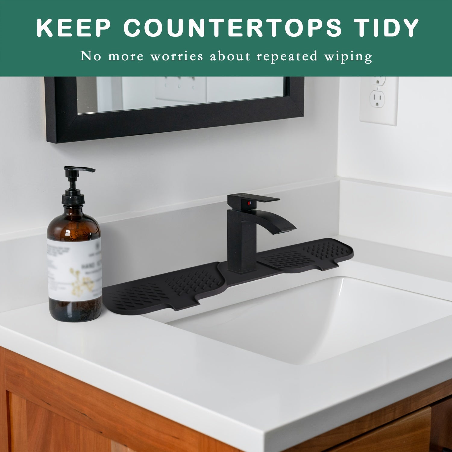 Silicone Sink Accessories Set Including Splash Pad Faucet Pad Drain Pad and Handle Drip Tray for Kitchen and Bathroom