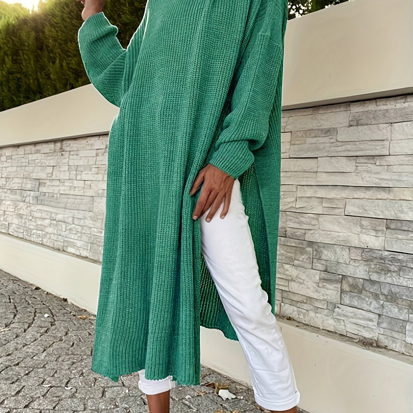 Plus Size Solid Hooded Knitted Top for Women Long Sleeve Fall Spring