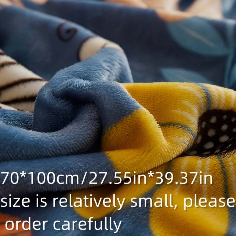 Flower Print Flannel Blanket Soft Warm Throw for Couch Bed Camping