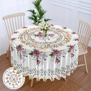 Large Flower Pattern Round Tablecloth for Dining and Home Decor