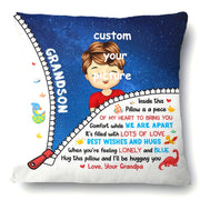 Custom 18x18 Inch Soft Plush Pillow with Hug Message for Grandkids Gift