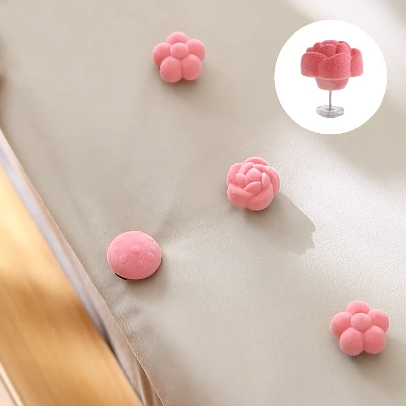 Set of 16 Pink Velvet Quilt Clips Flower-Shaped Anti-Slip Sheet Fasteners