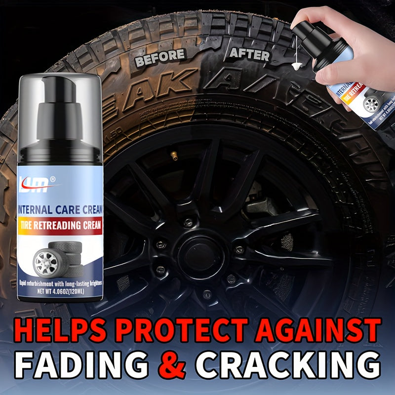 Cera brillante para neumáticos 120ml Protección contra el ennegrecimiento Mejorador de brillo para neumáticos de coche y SUV
