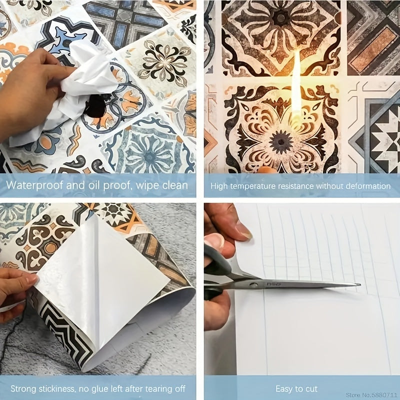 Waterproof Oil-Resistant Kitchen Wall Stickers Heat-Resistant DIY Wallpaper for Cabinets