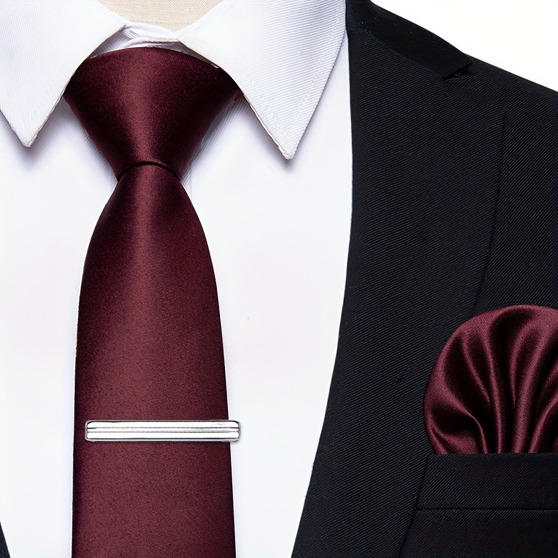 Erkaklar uchun bir rangli galstuk klipi, to'ylar, partiyalar va rasmiy kiyimlar uchun
