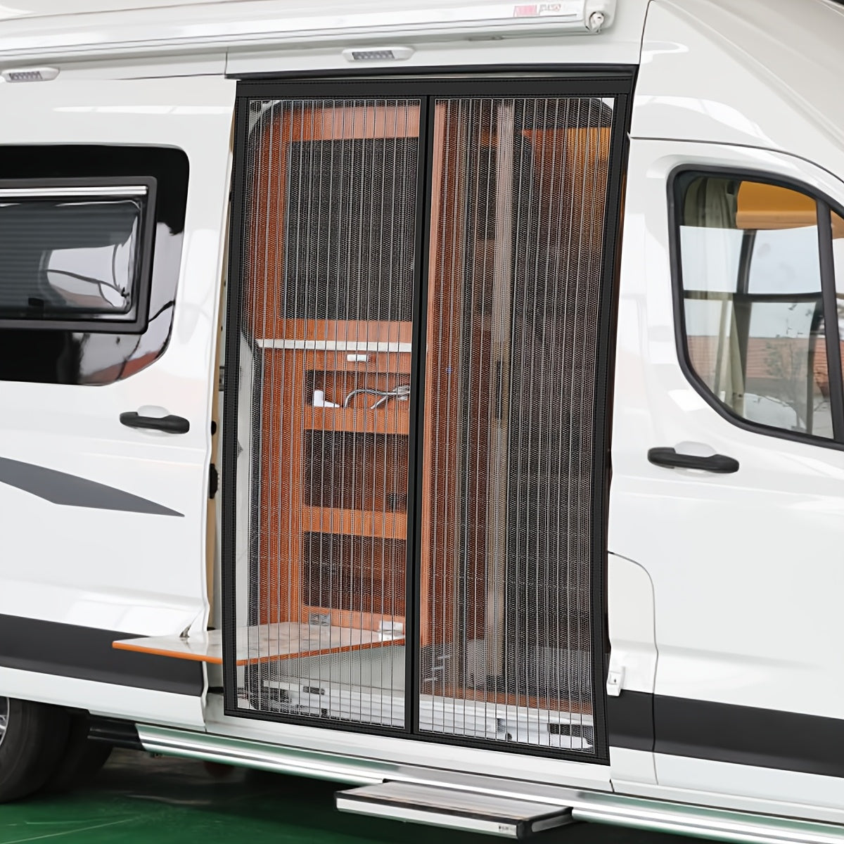 Puerta de pantalla magnética de malla resistente para prevención de mosquitos, entrada sin manos