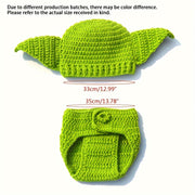 Crochet Baby Yoda Costume for Newborns and Toddlers Knit Hat and Diaper Cover Mixed Colors