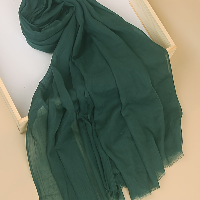 Women's Lightweight Solid Color Scarf Shawl Breathable Soft Polyester Sun Protection