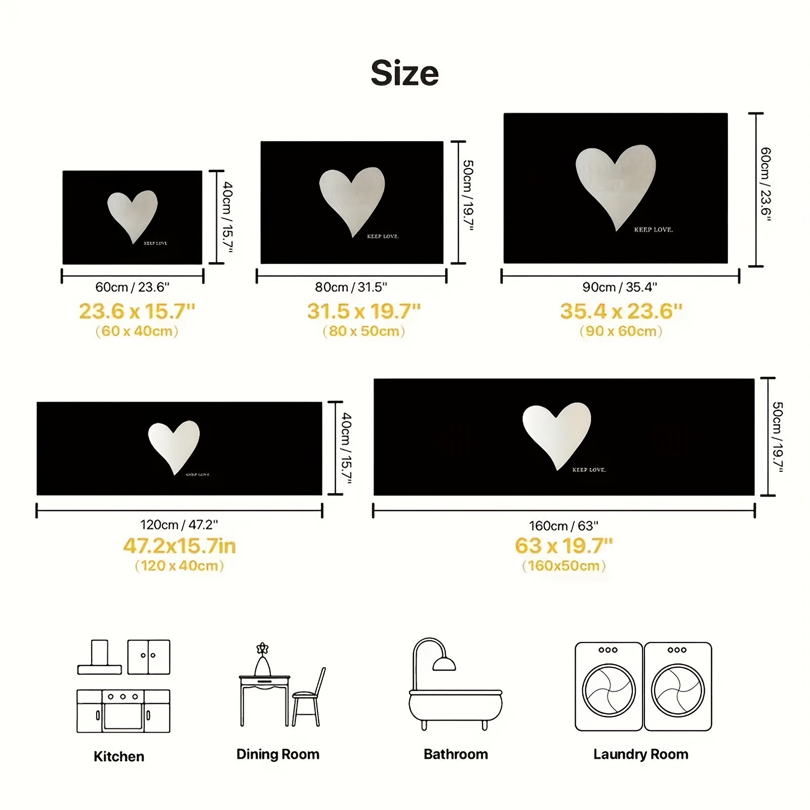 Valentine's Day Heart Patterned Carpet Non-Slip Absorbent Velvet Bathroom Kitchen Rug