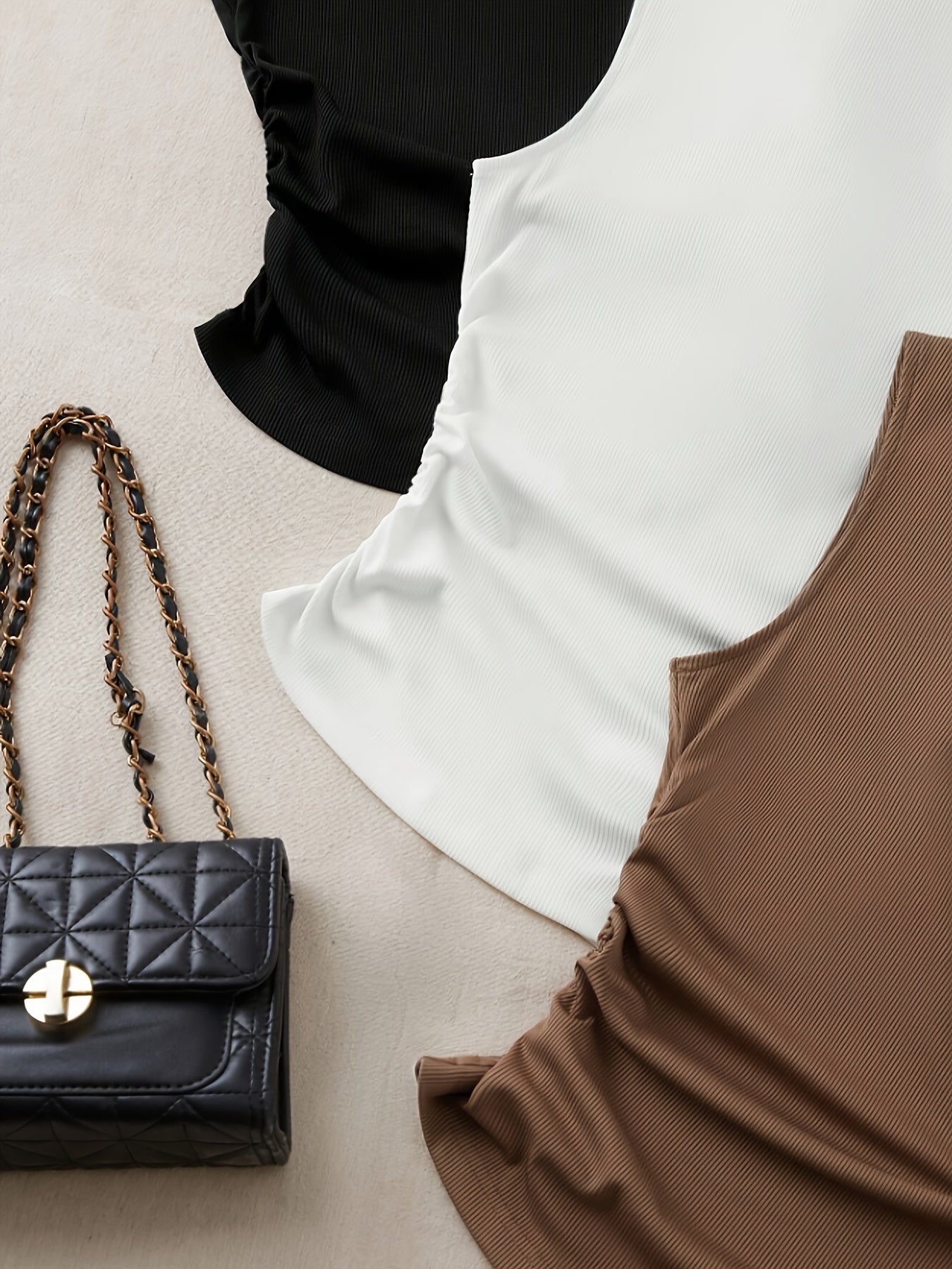 Women's Sleeveless Mock Neck Tank Top with Ruched Design and Stretchy Polyester Blend