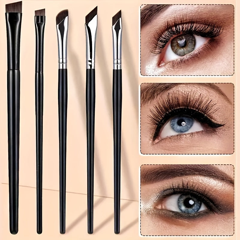 Set de 5 brochas para maquillaje de ojos con brochas de delineador angular y cejas en forma de hoz