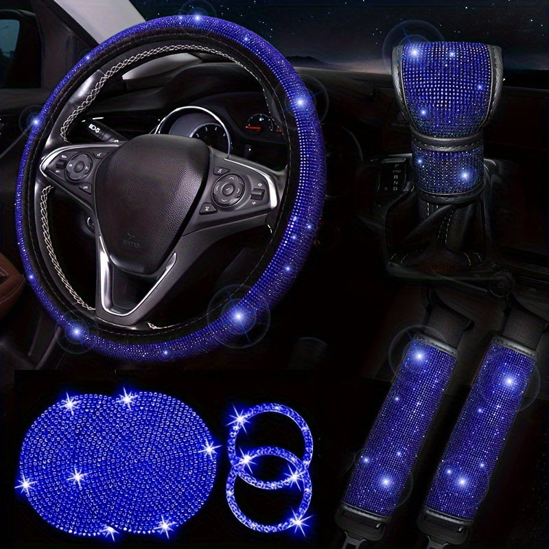 Artificial Rhinestone Car Interior Decoration 8Pcs Set Sparkling Auto Accessories