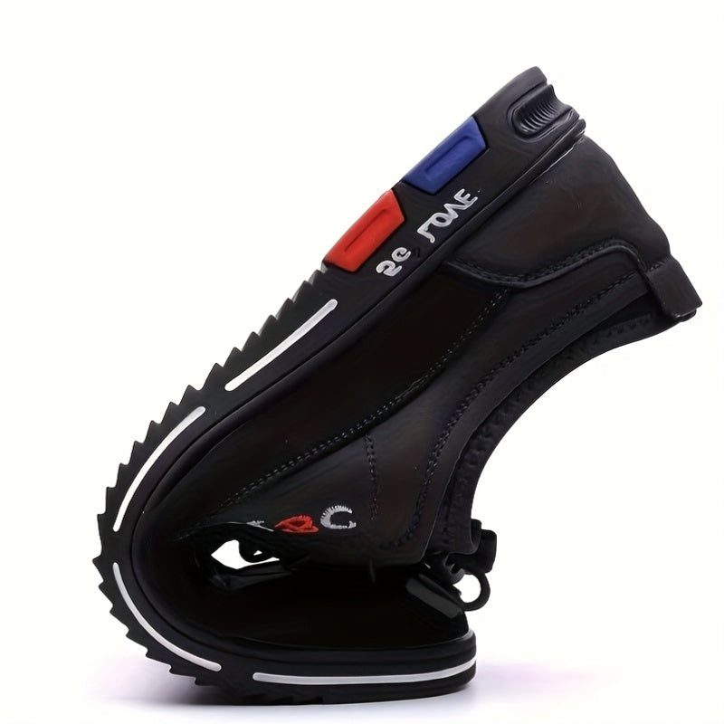 Men's Business Casual Shoes Microfiber Leather Slip-On Round Toe All-Season Low Top