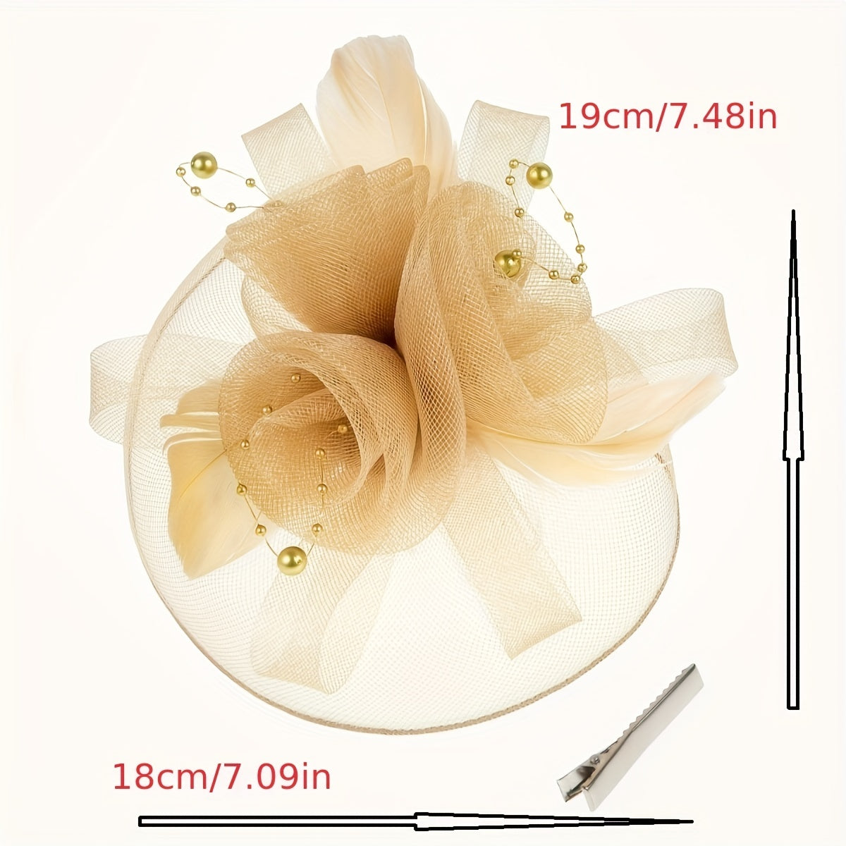 Women's Mesh Flower Faux Feather Fascinator for Tea Party Wedding Derby Hat